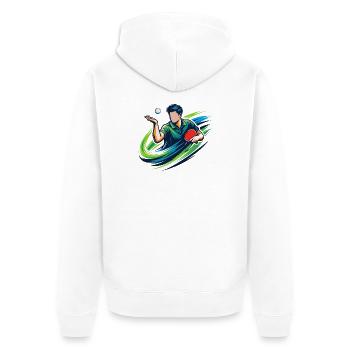 Table Tennis Serve Shirt Ping Pong Player - Unisex Premium Organic Zip Hoodie - white - Back - Thijin (182cm)