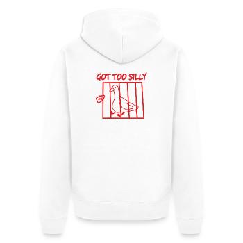 Red Bird in a Cage – Got Too Silly - Unisex Premium Organic Zip Hoodie - white - Back - Thijin (182cm)