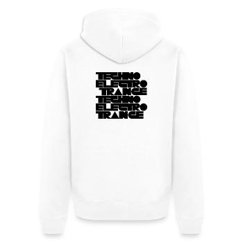 Techno Electro Trance Musik - Unisex Premium Bio Zip Hoodie - Weiß - Hinten - Thijin (182cm)