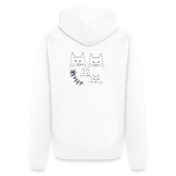 Katzen mit Blumenranke - Unisex Premium Bio Zip Hoodie - Weiß - Hinten - Thijin (182cm)