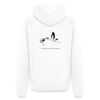Alle Gute zum Feuerwehrnachwuchs - Buben - Unisex Premium Bio Zip Hoodie - Weiß - Hinten - Thijin (182cm)