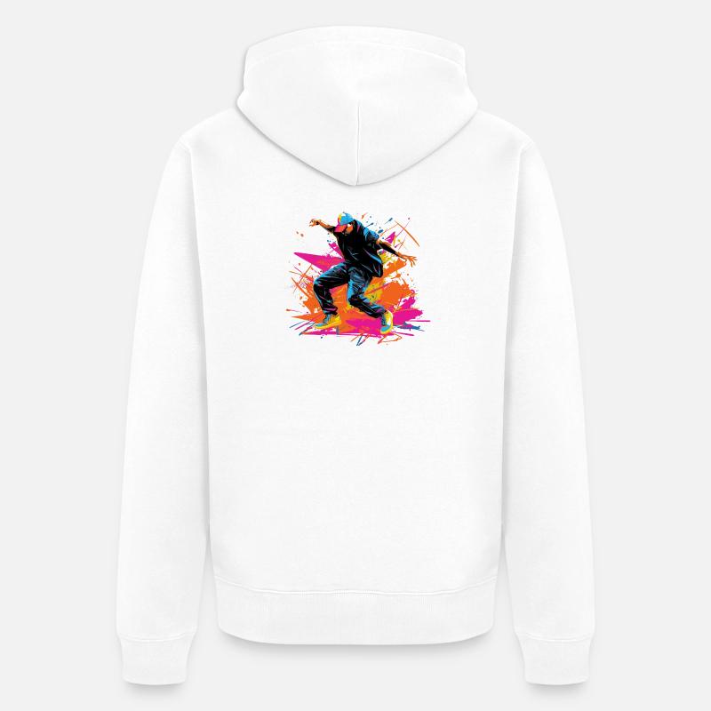 Synthwave rétro B Boy - Veste à capuche bio Premium Unisexe - blanc