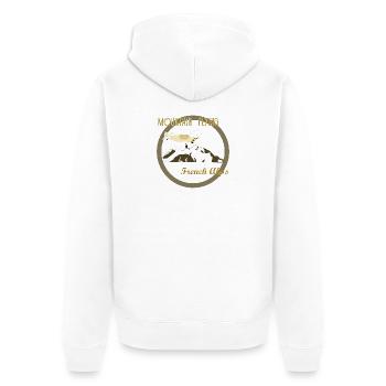 Bergfliegende französische Alpen - Unisex Premium Bio Zip Hoodie - Weiß - Hinten - Thijin (182cm)