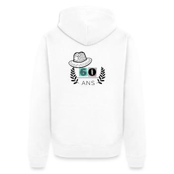 T-shirt anniversaire 60 ans original humour - Veste à capuche bio Premium Unisexe - blanc - Dos - Thijin (182cm)