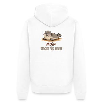  Moin Reicht Für Heute Lustiger Seehund Spruch Für - Unisex Premium Bio Zip Hoodie - Weiß - Hinten - Thijin (182cm)