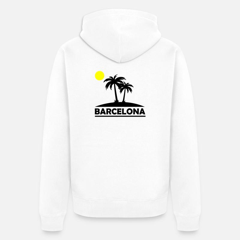 Plage de Barcelone - Veste à capuche bio Premium Unisexe - blanc
