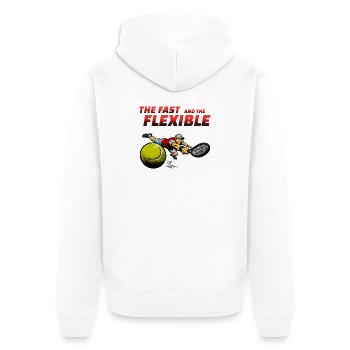 Fast and flexible tennis hero - Unisex Premium Organic Zip Hoodie - white - Back - Thijin (182cm)