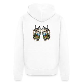Alpine Panorama Beer Mugs Beer - Unisex Premium Organic Zip Hoodie - white - Back - Thijin (182cm)