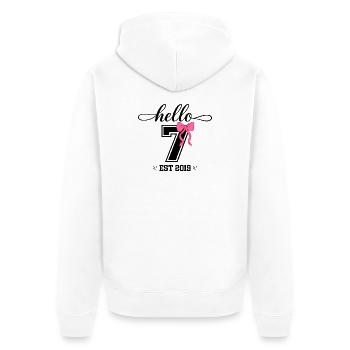 Hello 7 Est 2019 Mädchen Geburtstag Design - Unisex Premium Bio Zip Hoodie - Weiß - Hinten - Thijin (182cm)