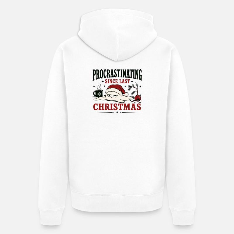 Procrastination depuis Noël dernier - Veste à capuche bio Premium Unisexe - blanc