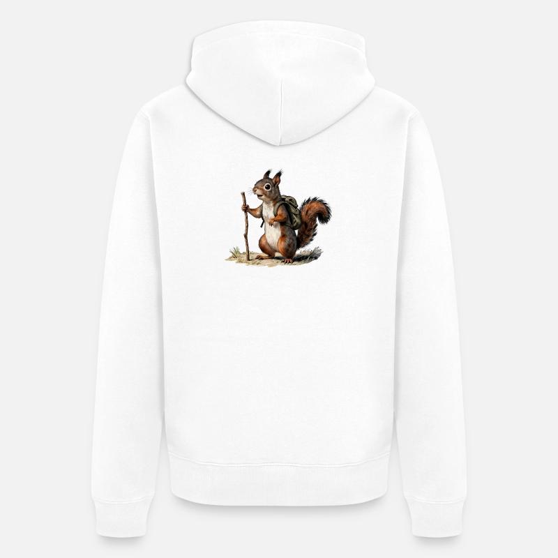 Naturforscher für Oldtimer-Eichhörnchenwanderer - Unisex Premium Bio Zip Hoodie - Weiß
