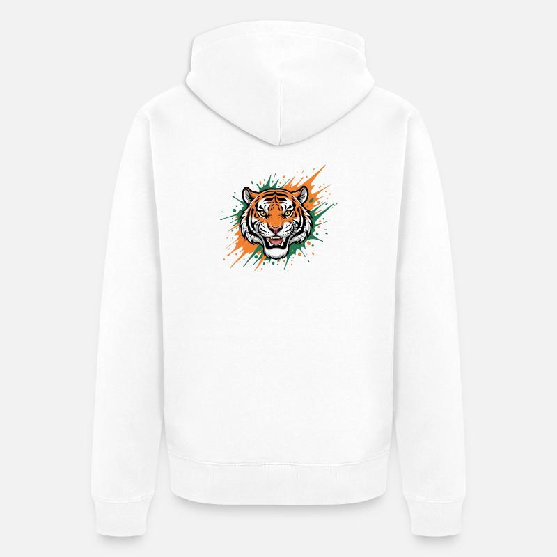 Tigerkopf Spritzerkunst - Unisex Premium Bio Zip Hoodie - Weiß