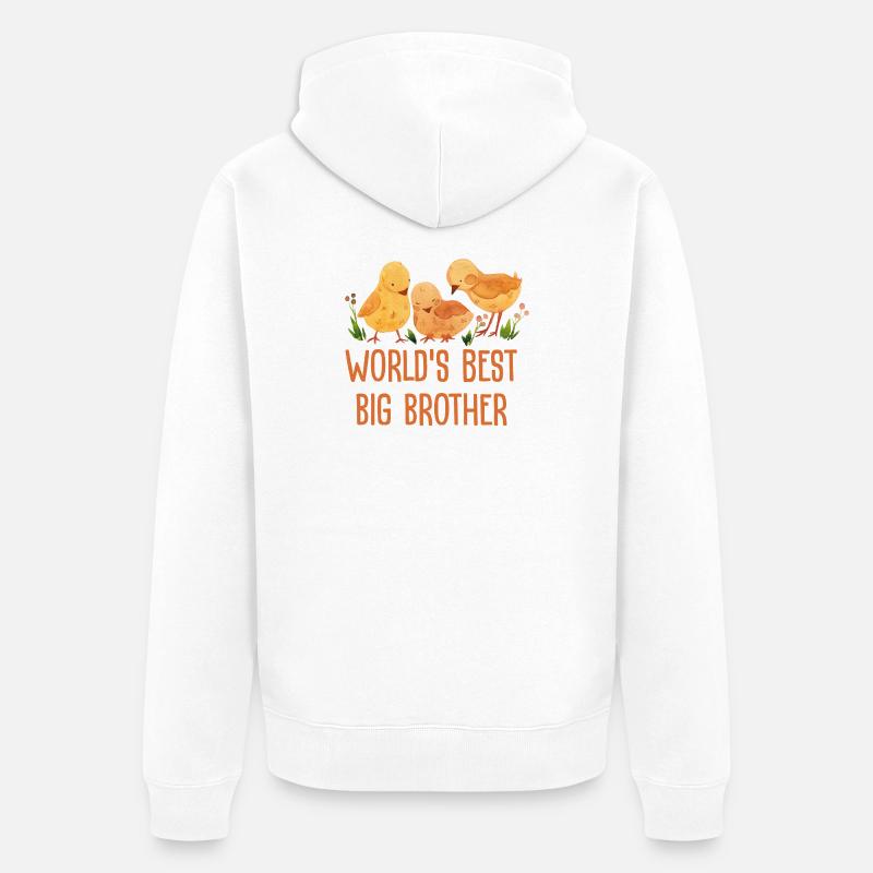 Weltbester Großer Bruder - Unisex Premium Bio Zip Hoodie - Weiß