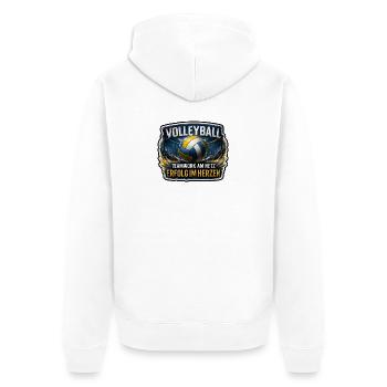 Volleyball – Erfolg im Herzen - Unisex Premium Bio Zip Hoodie - Weiß - Hinten - Thijin (182cm)