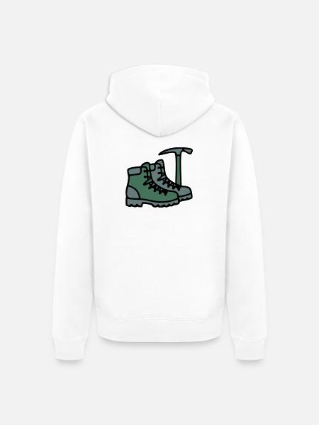 Wanderschuhe Eispickel Bergsteiger Alpen Wanderer - Unisex Premium Organic Zip Hoodie - white