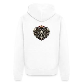 Mechanische Schädel- und Sternmotoren - Unisex Premium Bio Zip Hoodie - Weiß - Hinten - Thijin (182cm)