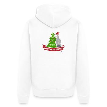 Weihnachten Weihnachtsmotiv  Specht Vogel - Unisex Premium Bio Zip Hoodie - Weiß - Hinten - Thijin (182cm)