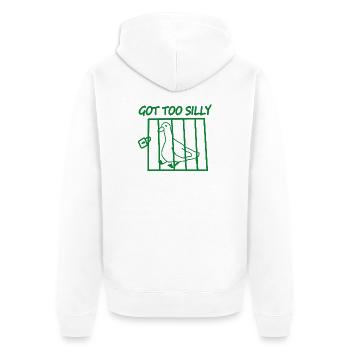Eingesperrter Vogel: Wurde zu albern - Unisex Premium Bio Zip Hoodie - Weiß - Hinten - Thijin (182cm)