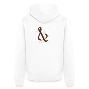 Brown Ampersand Pattern - Unisex Premium Organic Zip Hoodie - white - Back - Thijin (182cm)