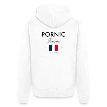 Pornic Frankreich Koordinaten Reise Souvenir - Unisex Premium Bio Zip Hoodie - Weiß - Hinten - Thijin (182cm)