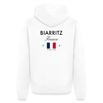 Biarritz Frankreich Koordinaten Reise Souvenir - Unisex Premium Bio Zip Hoodie - Weiß - Hinten - Thijin (182cm)