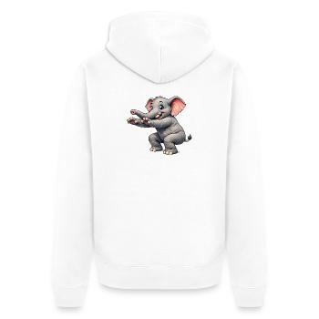 Elefant beim Sport - Unisex Premium Bio Zip Hoodie - Weiß - Hinten - Thijin (182cm)