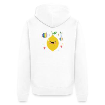 Pride Zitronen-Disco Illustration - Unisex Premium Bio Zip Hoodie - Weiß - Hinten - Thijin (182cm)