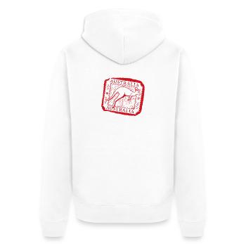 Australischer Känguru-Stempeldruck - Unisex Premium Bio Zip Hoodie - Weiß - Hinten - Thijin (182cm)