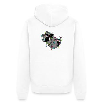 Snuggles der Waschbär und die Lichterkette - Unisex Premium Bio Zip Hoodie - Weiß - Hinten - Thijin (182cm)