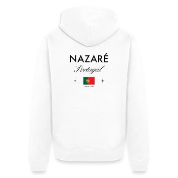 Nazare Portugal Koordinaten Reise Souvenir - Unisex Premium Bio Zip Hoodie - Weiß - Hinten - Thijin (182cm)