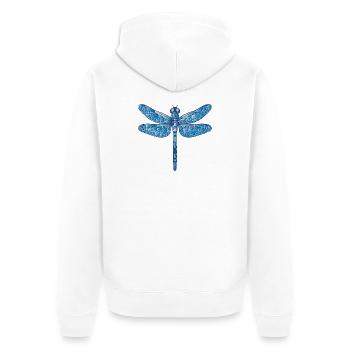Illustration de libellule bleue en style vectoriel - Veste à capuche bio Premium Unisexe - blanc - Dos - Thijin (182cm)