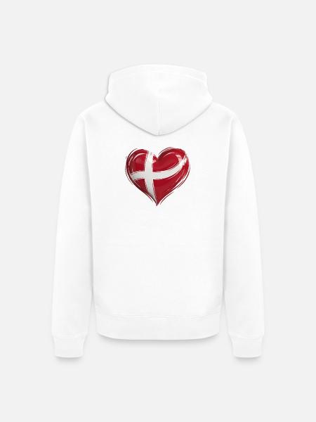 Denmark Heart Flag - Unisex Premium Organic Zip Hoodie - white