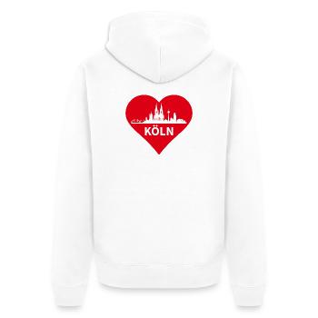 Köln Herz Skyline - Unisex Premium Bio Zip Hoodie - Weiß - Hinten - Thijin (182cm)
