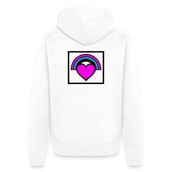 Graphique de cadre en forme de cœur arc-en-ciel - Veste à capuche bio Premium Unisexe - blanc - Dos - Thijin (182cm)