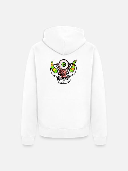 Schädel von einem Parasiten aufgerissen. - Unisex Premium Bio Zip Hoodie - Weiß