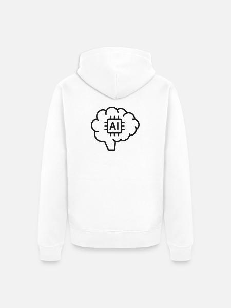 KI-Gehirn-Künstliche Intelligenz-Linien-Symbol - Unisex Premium Bio Zip Hoodie - Weiß