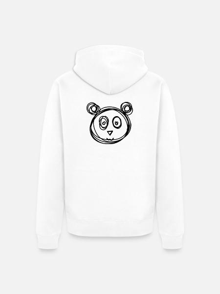 Panda handgezeichnet - Unisex Premium Bio Zip Hoodie - Weiß