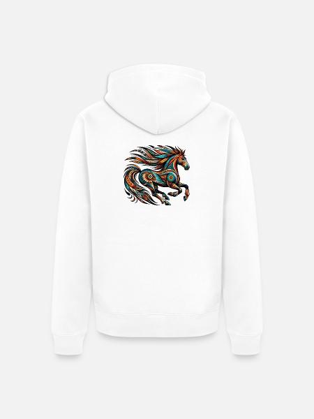 Indianisches Pferd Orange - Unisex Premium Bio Zip Hoodie - Weiß