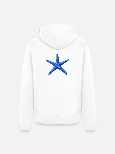 Blauer Seestern - Unisex Premium Bio Zip Hoodie - Weiß