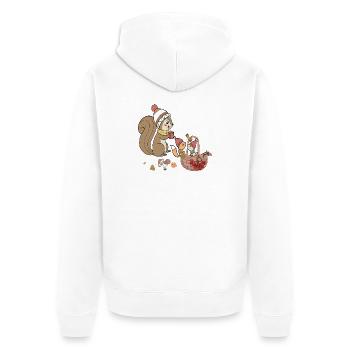 Herbst Eichhörnchen  - Unisex Premium Bio Zip Hoodie - Weiß - Hinten - Thijin (182cm)