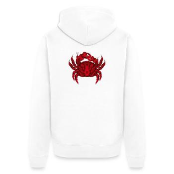 Ein kunstvoll gestaltete rote Königskrabbe - Unisex Premium Bio Zip Hoodie - Weiß - Hinten - Thijin (182cm)