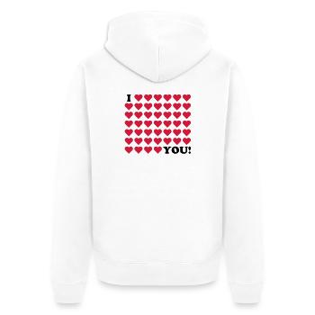 mariage d'amour de jour de valentines - Veste à capuche bio Premium Unisexe - blanc - Dos - Thijin (182cm)