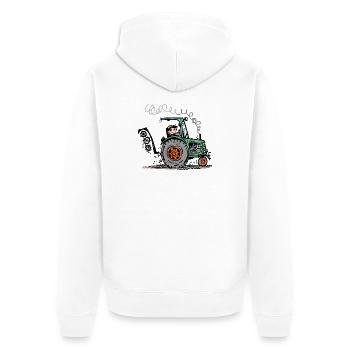 Grüner Traktor Cartoon - Unisex Premium Bio Zip Hoodie - Weiß - Hinten - Thijin (182cm)