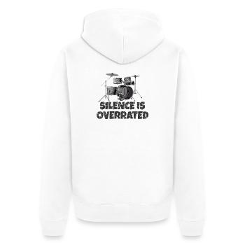 Silence is overrated - Drummer Drum Kit - Unisex Premium Bio Zip Hoodie - Weiß - Hinten - Thijin (182cm)
