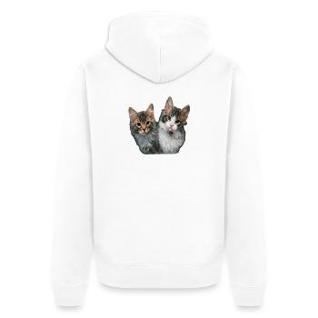 Kätzchen - Unisex Premium Bio Zip Hoodie - Weiß - Hinten - Thijin (182cm)