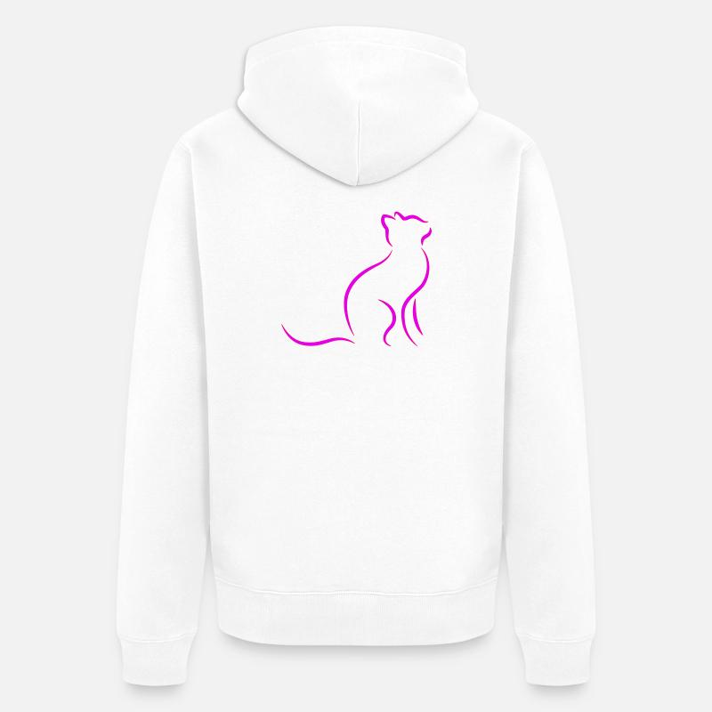 Katze - Unisex Premium Bio Zip Hoodie - Weiß