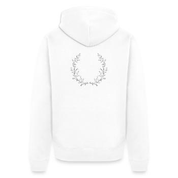 zarte gezeichnete Zweige als halber Kranz - Unisex Premium Bio Zip Hoodie - Weiß - Hinten - Thijin (182cm)