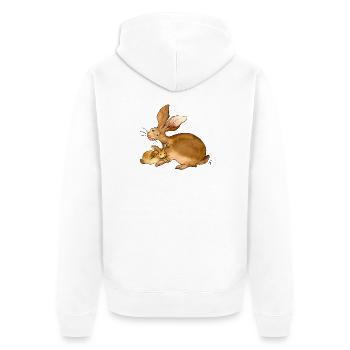 Ich möchte immer bei Dir bleiben - Unisex Premium Bio Zip Hoodie - Weiß - Hinten - Thijin (182cm)
