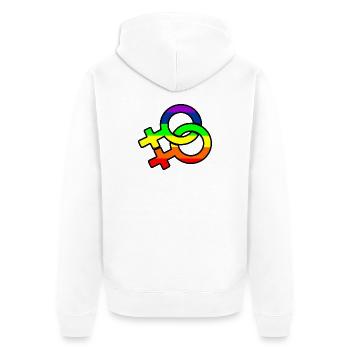 Gender lesbian logo with rainbow - Unisex Premium Organic Zip Hoodie - white - Back - Thijin (182cm)