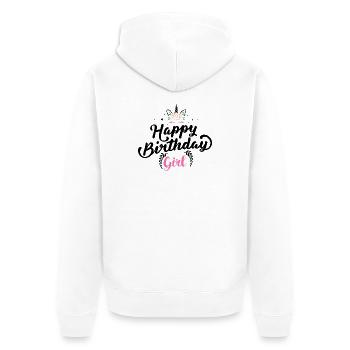 Blumenkrone Mädchen Typografie - Unisex Premium Bio Zip Hoodie - Weiß - Hinten - Thijin (182cm)